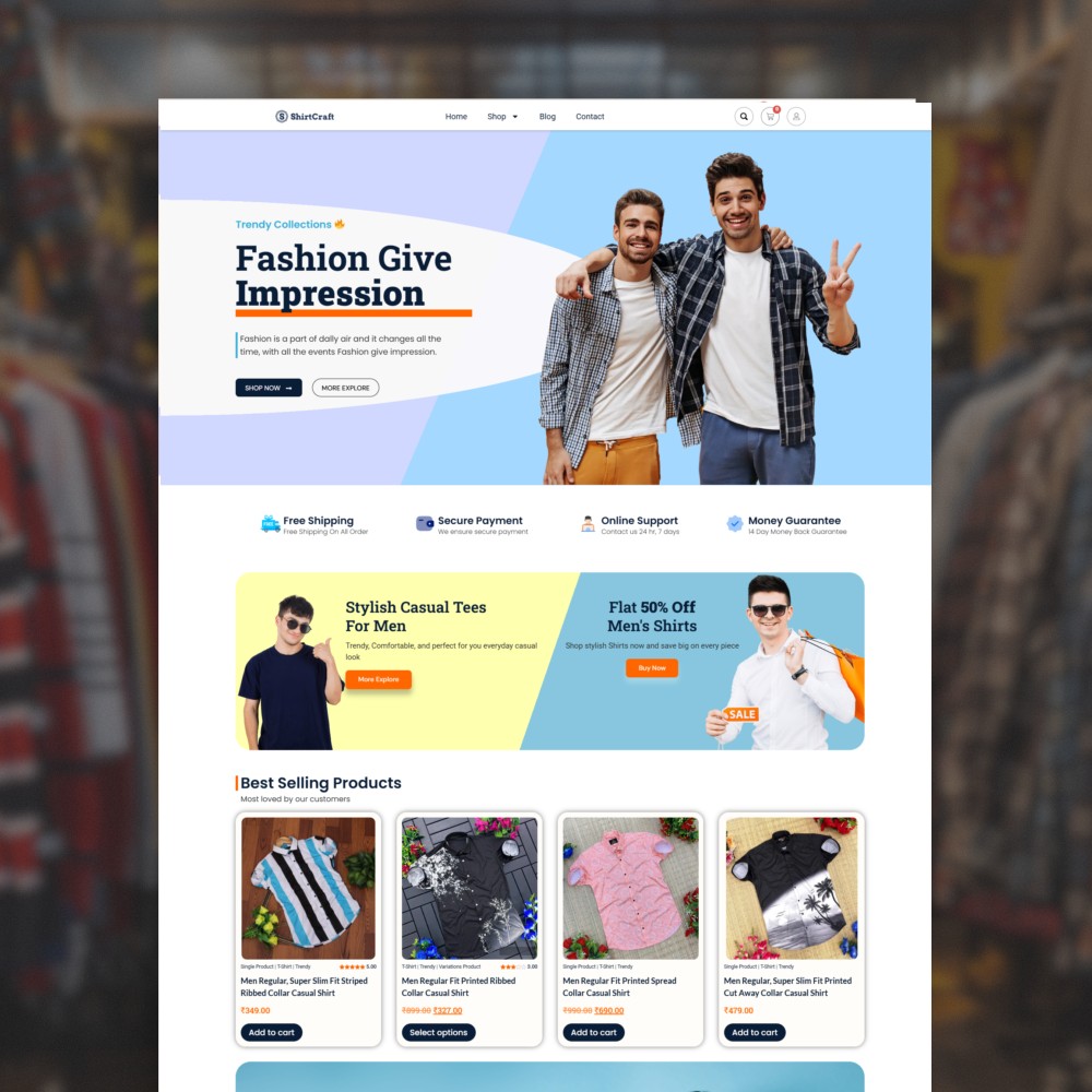 Shirt Selling E-Commerce Template – Built With Elementor Pro
