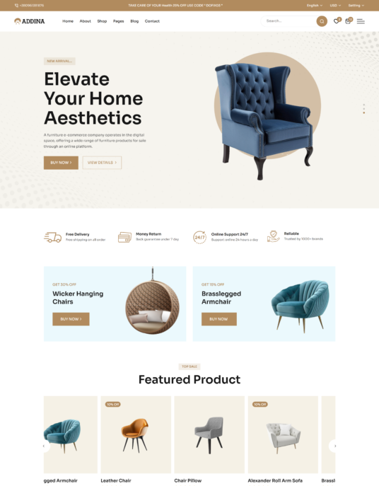 Home Aesthetic E-Commerce Template — Elementor Pro